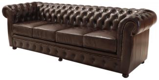 Viersitzer-Sofa Chesterfield Liverpool aus echtem Rindsleder Braun