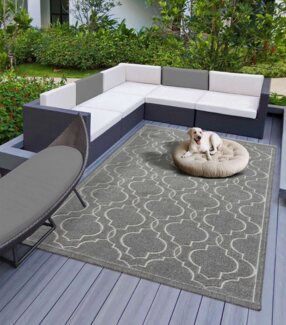 TaraCarpet Teppich Indoor & Outdoor Teppich Capri mediteranes Florentiner Design, rechteckig, Höhe: 5 mm, Kurzflor grau In & Outdoor Balkon Terrasse Wohnzimmer 160x230