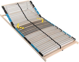 Premium Lattenrost 90x200, Lattenrahmen Buche, 7 Komfortzonen, 42 Latten, Federholzrahmen Made in Germany, Lattenrost Kopfteil verstellbar, Traglast 150Kg