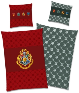 BERONAGE Wendebettwäsche Harry Potter Bettwäsche Zauberschule Rot Linon / Renforcé, Baumwolle, 2 teilig