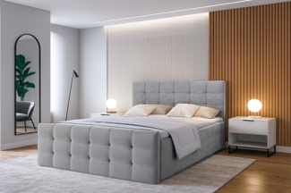 AX LIVING Bett mit Bettkasten 160x200 cm Argentaro graues Boxspringbett