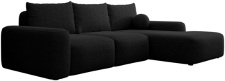 Selsey 'Carnos' Ecksofa mit Schlaffunktion, Ballkissen, Chenillebezug, Schwarz, rechtsseitig