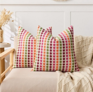 BYSURE Kissenbezug, (2 Stück), 2-teiliges Set mit gepunkteten Sofakissenbezügen