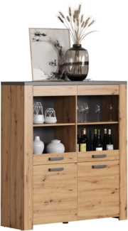 Highboard Franka / Follow, Holzwerkstoff, Holzfarben, 127 x 139 x 40 cm