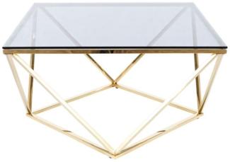 Couchtisch Glastisch Silver A 80x80x45cm Gold