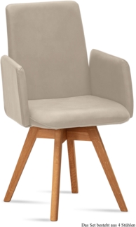 Armlehnstuhl drehbar (4er-Set) Donny 52x92x60 Eiche geölt/Natur