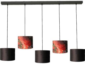 Pendelleuchte Venus 5-flammig Samt Multicolor/Schwarz 130x20 cm