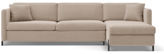 Micadoni Ecksofa Gloria 4-Sitzer Samt Beige Rechts 205x140