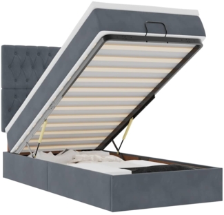 vidaXL Ottoman-Bett mit Matratzen Dunkelgrau 90x190 cm Samt 3313512