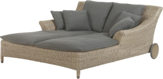 4Seasons Outdoor Valentine Doppel-Roll-Liege Sonnenliege Polyrattan pure