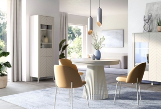 WFL GROUP Esstisch Scala White (100 cm ausziehbar auf 180 cm), platzsparender Tisch mit Lamellen für Küche, Esszimmer oder Wohnzimmer