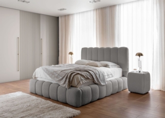 Polsterbett Doppelbett Set. 2 CARSON 120x200cm Stoff Catch Me Silbergrau
