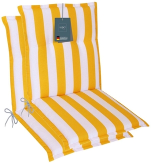 LILENO HOME Polsterauflage Niedriglehner, bequeme Sitzauflage für Gartenstühle, Stuhlkissen, (2 St, 2er Set), Gartenstuhl Auflage in Blockstreifen Gelb, Sitzpolster waschbar