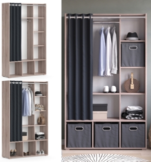 Vicco Kleiderschrank Schlafzimmerschrank Garderobe Luigi Sonoma 106 x 178 cm modern Schrankregal Organizer Vorhang Kleiderstange Fächer Aufbewahrung Ablage
