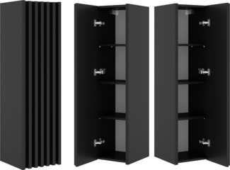 Lomadox Hochschrank NANTES-107 in schwarz mit Lamellen-Front, B/H/T: 34/125/36 cm