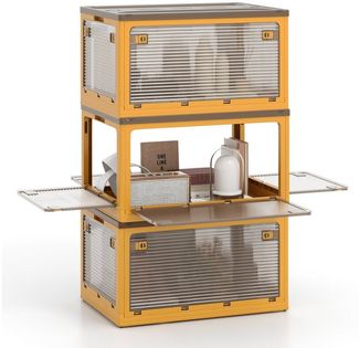 COSTWAY Aufbewahrungsbox, mit Deckel, auf Rollen, faltbar, stapelbar, 98L x 3