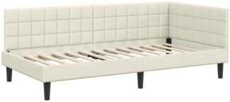 vidaXL Eckbettgestell mit Kopfteil Creme 90 cm x 190 cm Samt 42016425