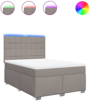 vidaXL Boxspringbett mit Matratze Taupe 160x200 cm Stoff 3292843