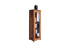 Vitrine Tinci aus Kernbuche massiv 55x45x180 mit 1 Glastür und Holzbeinen