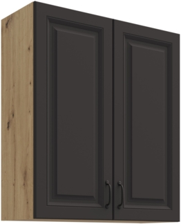 Hängeschrank 80 cm Stilo Grau + Eiche Artisan Küchenzeile Küchenblock Küche Landhaus Höhe 90 cm