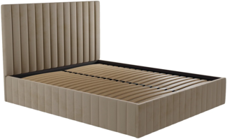 Vente-unique - Bett mit Bettkasten & Bett-Kopfteil - Samt - 160 x 200 cm - Taupe - LARALI von Pascal Morabito