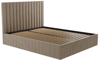Vente-unique - Bett mit Bettkasten & Bett-Kopfteil - Samt - 160 x 200 cm - Taupe - LARALI von Pascal Morabito