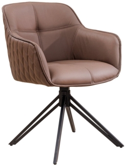 riess-ambiente Polsterstuhl EUPHORIA braun / schwarz (Einzelartikel, 1 St), Esszimmer · Echtleder · Metall · mit Armlehne · 180° drehbar · Retro