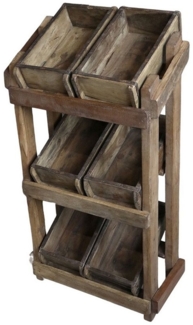 Chic Antique - Regal Holzregal Ständer mit 6 Kisten Ziegelformen Holz 40049100
