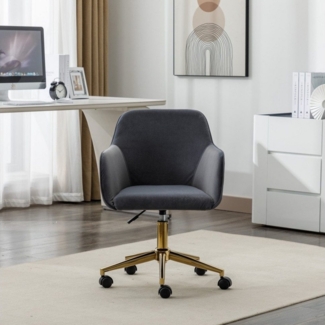 IDEASY Bürostuhl Zarter weicher Samt Bürostuhl 360° drehbar höhenverstellbar Drehstuhl, Metallgestell, hoher Rücken mit Armlehnen, modern und schlicht