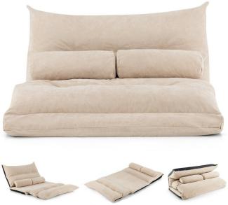 COSTWAY Sofa Bodensofa, verstellbare Rückenlehne, 3in1 Schlafsofa mit Kissen