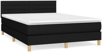 vidaXL Boxspringbett mit Matratze Schwarz 140x200 cm Stoff 3140699