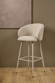 ACTONA GROUP Barhocker Eleanor (Set, 2 St, 2 Stk), Barhocker, Basel beige, Gestell grau rau, 2 Stk