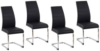 HTI-Living Esszimmerstuhl Esszimmerstuhl SallyC Kunstleder 4er-Set Schwarz (Set, 4 St), Schwingstuhl Freischwinger
