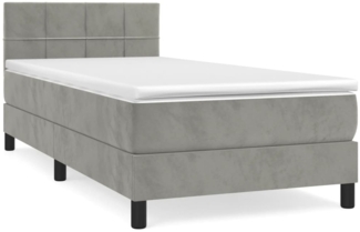vidaXL Boxspringbett mit Matratze Hellgrau 90x190 cm Samt 3141275