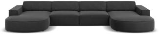 Micadoni 6-Sitzer Samtstoff Panorama Sofa rund Jodie | Bezug Grey | Beinfarbe Black Plastic