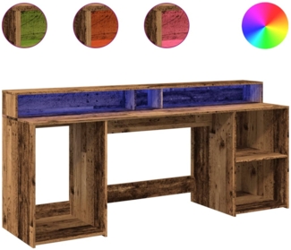 vidaXL LED-Schreibtisch Altholz-Optik 200x55x91 cm Holzwerkstoff 3309445