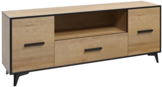 Lowboard "Frida" TV-Unterschrank 179cm eiche riviera schwarz