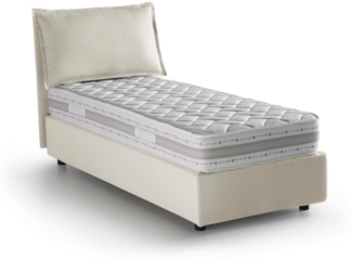 Dmora Animal Einzelbett, Bettkasten mit Stoffbezug, 100 % Made in Italy, Öffnung vorne, inklusive Matratze 90 x 190 cm, Beige