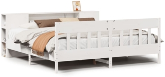 vidaXL Massivholzbett mit Regal ohne Matratze Weiß 200x200 cm Kiefer 3323171
