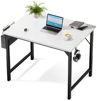 Refined Living Computertisch Schreibtisch Gaming tisch Computertisch Bürotisch 50x80/100cm (Weiß/Braun/Holzfarbe/Schwarz, Stabiler Metallrahmen, Moderner einfacher PC-Schreibtisch, Officetisch für Home Office), Kleiner Studierschreibtisch für kleinen R...