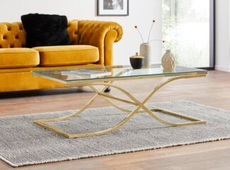 Home affaire Couchtisch TOPSELLER! (Glastisch, OTTOs Choice), Maße (B/T/H): (120/70/42), Gestell in Gold-Optik