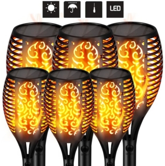 LETGOSPT LED Solarleuchte Solarleuchten für Außen Garten, Solar Flammen Lampe mit Flammeneffekt, LED fest integriert, Warmes Licht, IP65 Wasserdicht,für Außen, Hinterhöfe, Gärten, Rasen Beleuchtung
