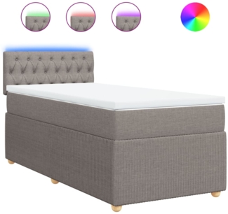 vidaXL Boxspringbett mit Matratze Taupe 100x200 cm Stoff 3289678