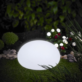 MeLiTec RGB Solar-Gartenleuchte LK02-4 flache Kugel 35cm, USB