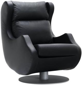 Casa Padrino Luxus Drehsessel Schwarz / Grau 72 x 82 x H. 96 cm - Relax Sessel - Leder Sessel - Luxus Möbel