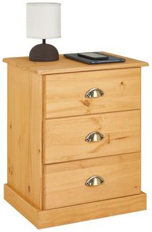 IDIMEX Nachtkommode PARIS, Nachtkommode Nachtkästchen Nachttisch Kiefer massiv 3 Schubladen gebei