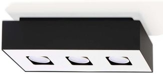 Deckenleuchte, Weiß, Schwarz, Stahl, 3-flammig, L 34 cm