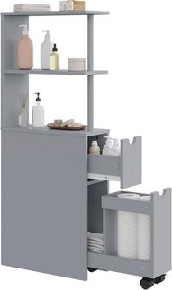 EUGAD Mehrzweckschrank (1-St) Nischenschrank schmal, mit Schublade auf Rollen, Grau