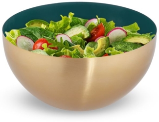 2 x Edelstahl Salatschüssel grün/gold