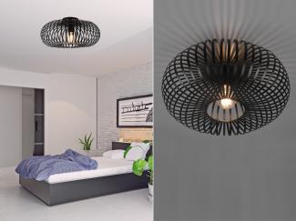 TRIO Leuchten LED Deckenleuchte, Dimmfunktion, LED wechselbar, Warmweiß, ausgefallen-e Industrie-Design Gitter-lampe für Treppenhaus Schwarz